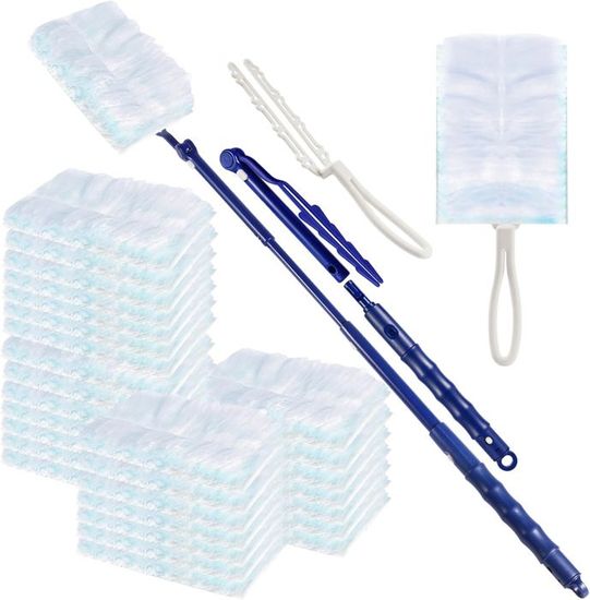 Zavixa Lot 60 Pour Plumeau Poussiere Recharge,Microfibre Plumeaux,1 Poignée Télescopique Pour Poils D'animaux,Parfait Pour Nettoyer Les Meubles Stores,Recharges Plumeau Duste,Contre Poussière Saleté