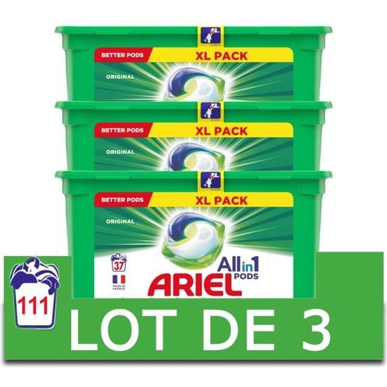 [Lot de 3] ARIEL Allin1 Pods Lessive en capsules Original - 37 Lavages- -  Cdiscount Electroménager