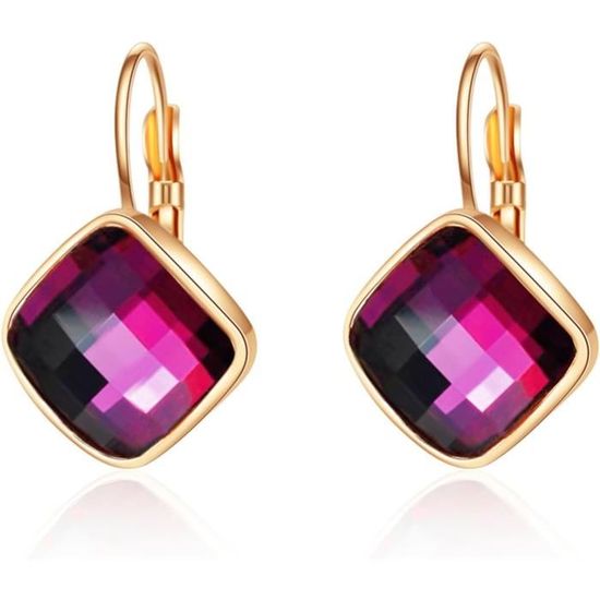 Boucles D'oreilles Pendantes Pierres Roses Style Gothique - Neuf Sans Emballage
