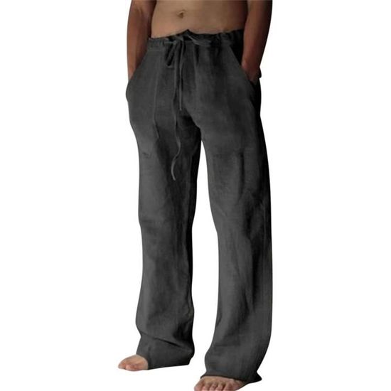 Pantalon Taille élastique Confort Pantalon Homme Lin Coton - Pantalon Détente été Régulier Taille élastique Pantalon Yoga Détente Taille élastique