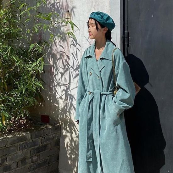 Manteau long velours cotelé femme sales