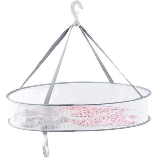 Séchoir à Linge Coupe-vent Pliable Rose - 32 Pinces - Crochet Rotatif 360° - Pour Chaussettes, Sous-vêtements, Serviettes - Matière PP