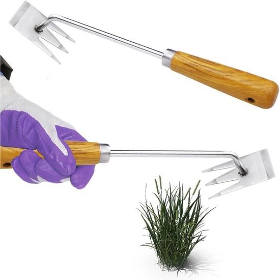 Outil De Désherbage Manuel En Acier Inoxydable - Multifonction Pour Jardin, Pelouse, Allées - Longueur 34.5 Cm