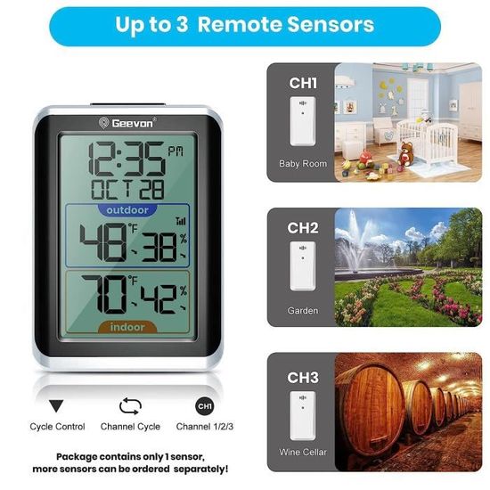 Hygromètre Numérique Intérieur Extérieur Thermomètre Sans Fil Avec