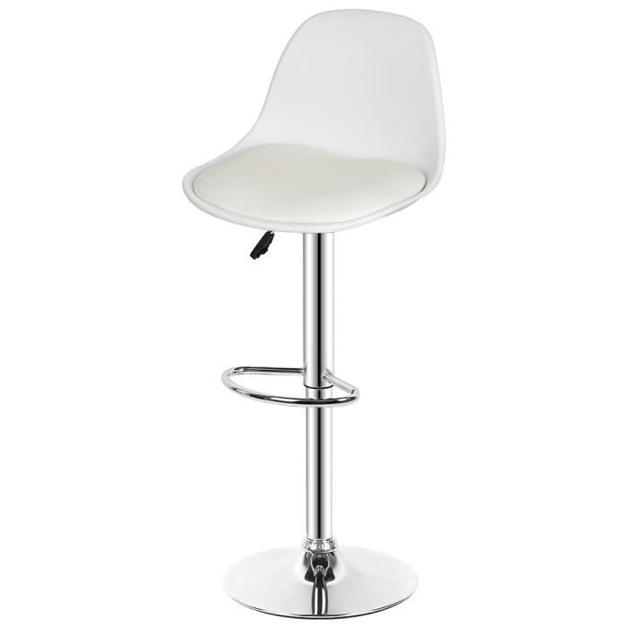 WSdwqaa!!! 2PCS!Tabourets de Bar Chaise de Bar Coussin PU - Blanc - Peut pivoter à 360° - Moderne Design
