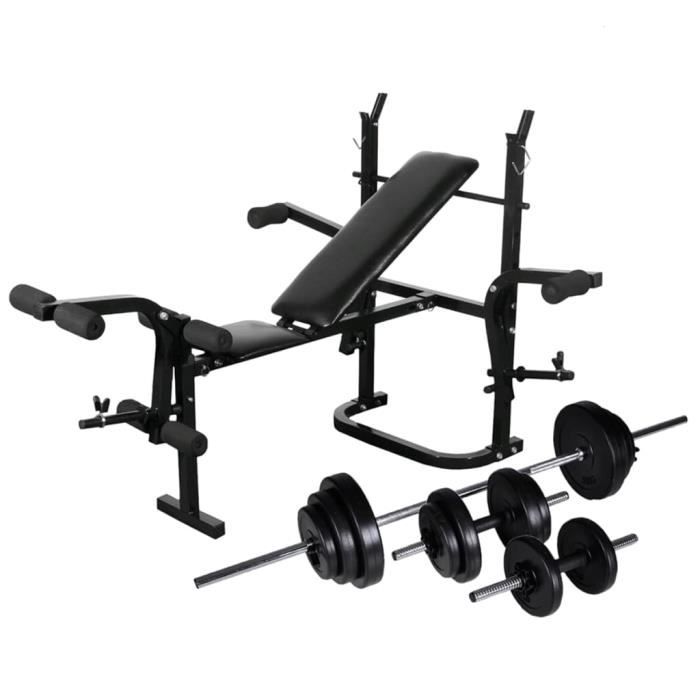 FAELY Banc d'entraînement avec support de poids jeu d'haltères 30,5kg