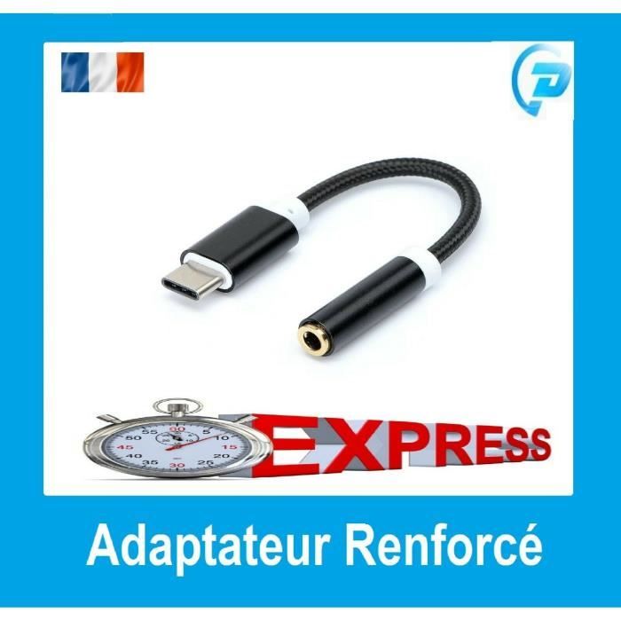 CABLE ADAPTATEUR USB TYPE C VERS JACK 3.5mm FEMELLE CASQUE AUDIO MICRO SON 3.5