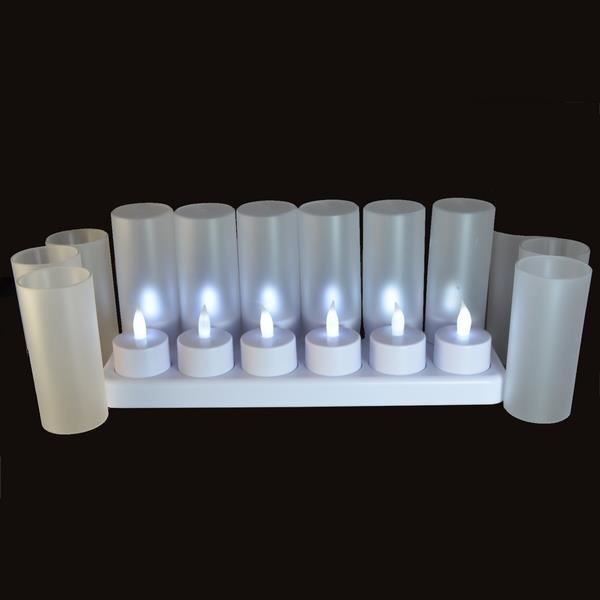 Set de 12 bougies à led rechargeable couleur blanche