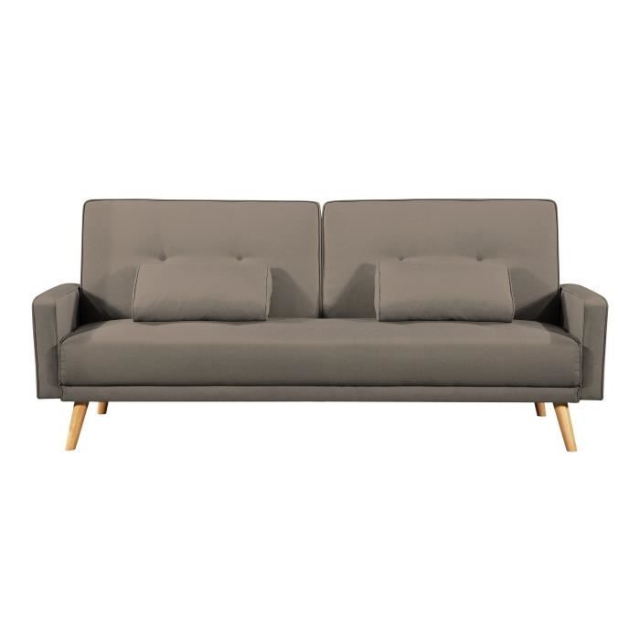 Canapé droit ELGA convertible 3 places en tissu - Taupe