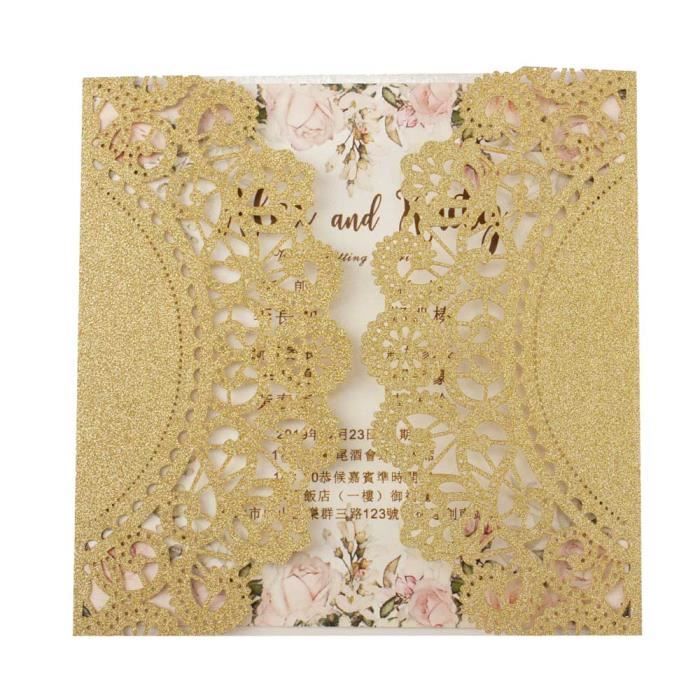 Pochette florale ajourée coupée au laser 1X - Livraison gratuite, Rose mar - Modèle: champagne glitter F with insert - KUYQKPB03084
