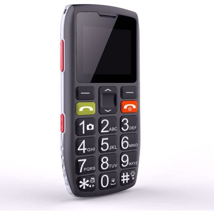 Téléphone Portable Senior Débloqué avec Grandes Touches， Bouton SOS, Artfone C1 Senior，caméra VGA,Radio FM,Haut-Parleur de Boîte,Bat