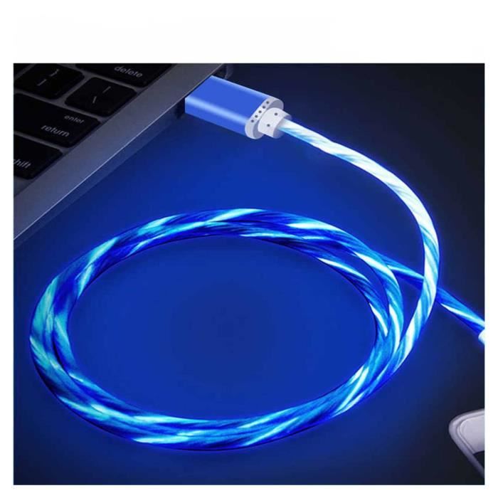 Cable de charge USB Type C gamer LED 1 Mètre chargeur pour Huawei P Smart Pro 2019 6.59\
