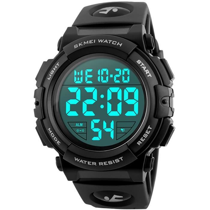 CIVO Montre Digitale Militaire Homme Grands Nombres 50M Etanche Simple Désign Armée Montres Sport Alarme Lumière LED Montre Brace