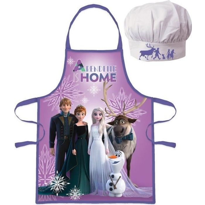 Ensemble Tablier + Toque cuisine -La reine des neiges- pour enfant