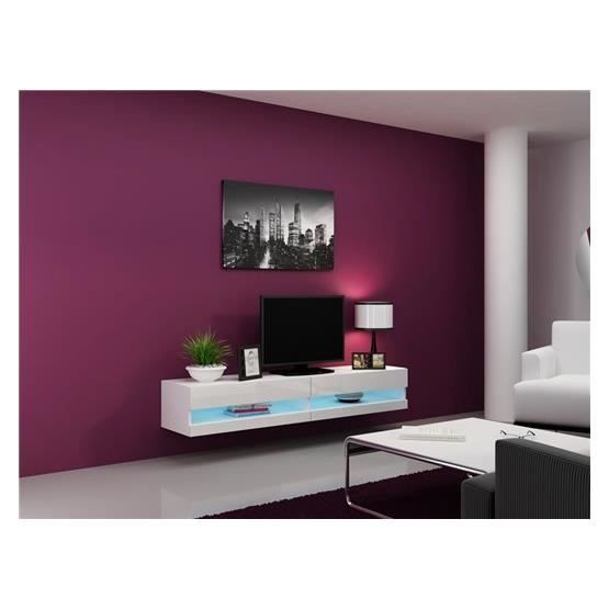 Meuble tv design suspendu LARMO New blanc