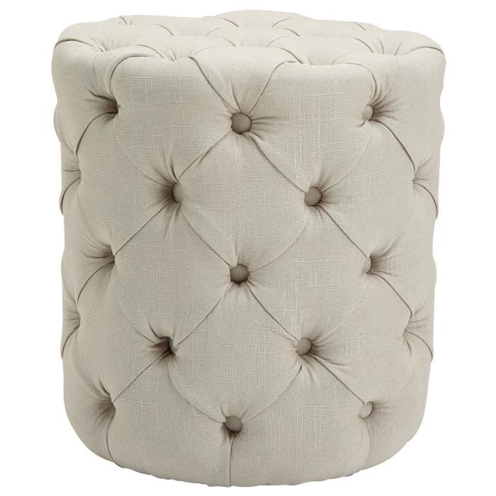 Tabouret bas Pouf Drancy en Tissu Repose-pieds Style Chesterfield ,
