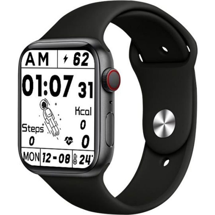 Montre connectée intelligente sport 1.75 pouces écran IPS 320*385 charge sans fil -Noir