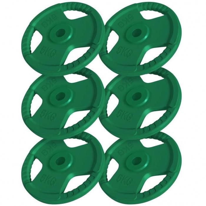 Gorilla Sports - Lot des poids en caoutchouc grip de 30kg (4x5kg et 4x2,5kg) de diamètre 31mm