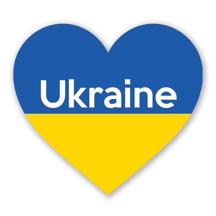 Autocollant Sticker Forme Coeur Drapeau Ukraine Adhésif 20 cm