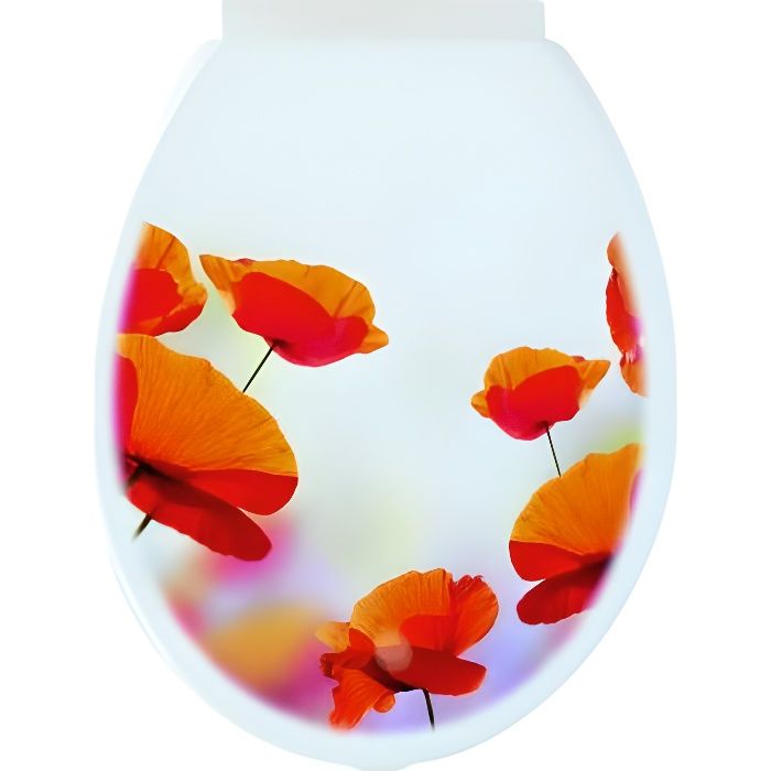 Abattant WC 'Poppy' à Motifs Coquelicots Multicouleurs