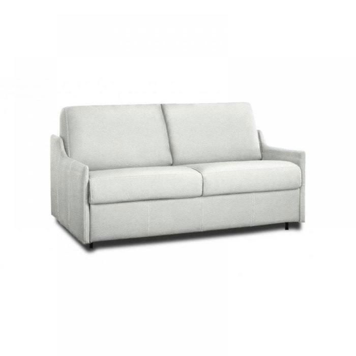 Canapé lit 2-3 places LUNA convertible EXPRESS 120cm polyuréthane blanc cassé matelas 16 cm blanc Cuir Inside75