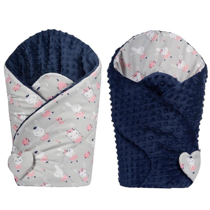 Gigoteuse d'emmaillotage minky réversible, BALLERINE Bleu Marine Dès la naissance - 3/4 mois.