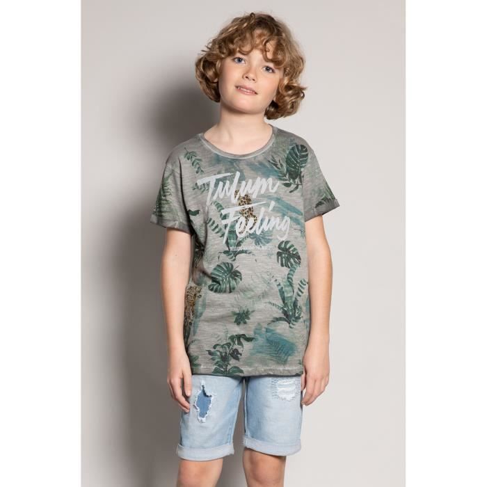 DEELUXE T-shirt à motif tropical JOSHUA Grey