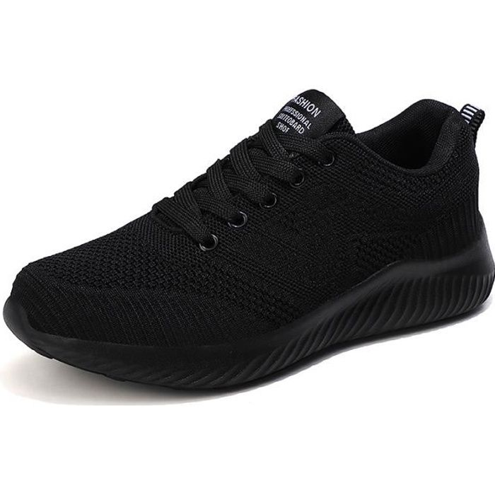 Basket Femme Maille Respirante Noir Chaussures de Course
