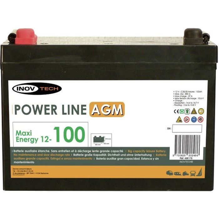 ELEKTRON Batterie Auxiliaire Power Line AGM 100 A