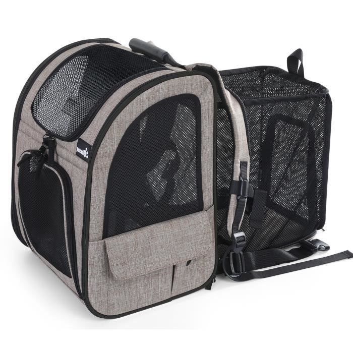 Sac à Dos pour Chat Chien, Pecute Panier De Transport Extensible, Respirant et Pliable