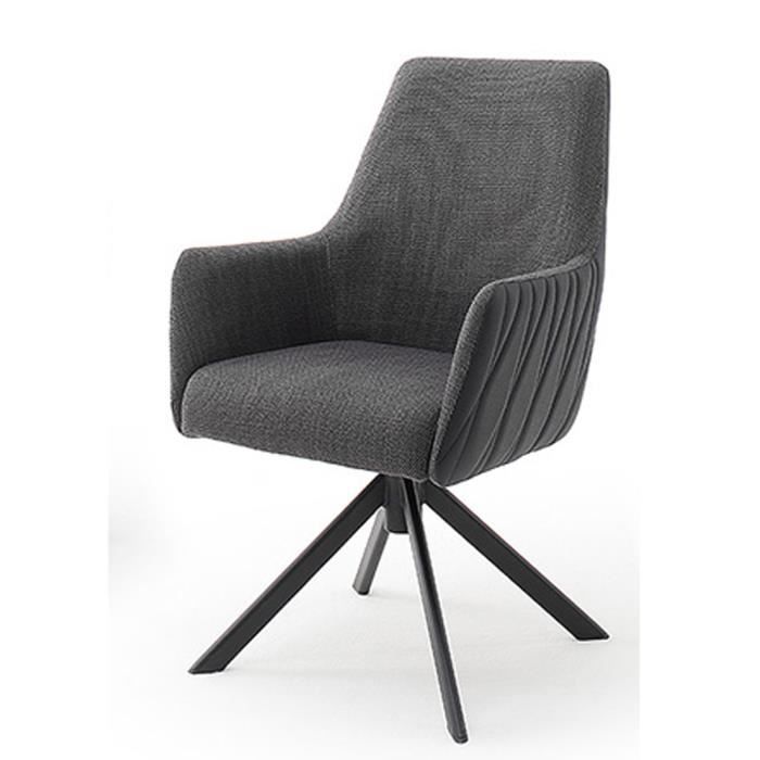 Fauteuil de salle à manger en simili cuir coloris anthracite - L.60 x H.92 x P.65 cm