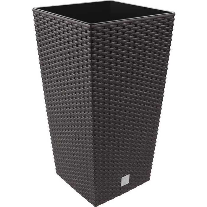 Bac à Fleurs Env. 16 L Rotin Optique Avec Utilisation Braun Plastique Rotin Carré h-375 MM