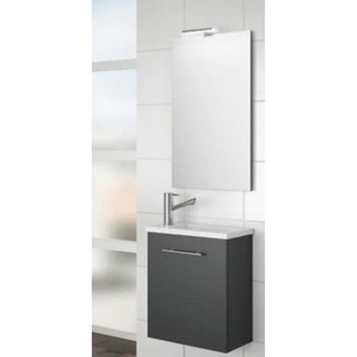 MICRO GRIS MEUBLE+VASQUE+MIROIR+LED