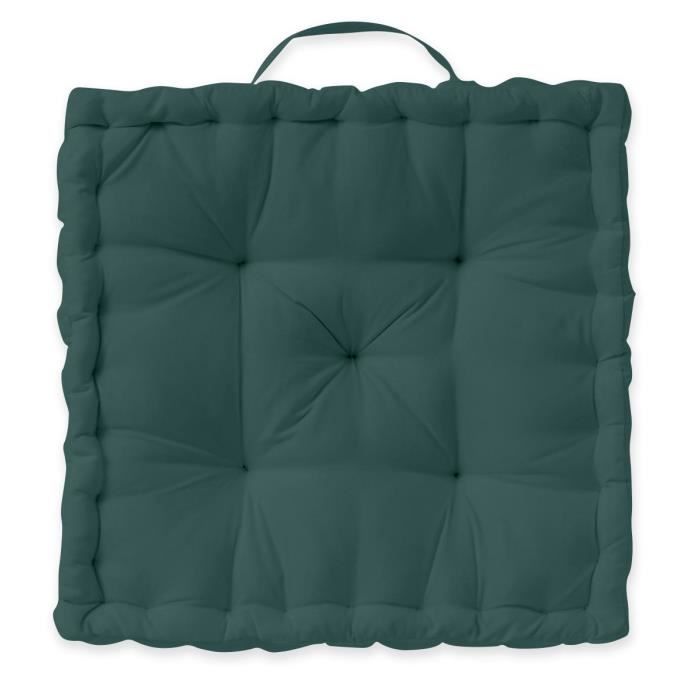 TODAY Coussin de sol 100% coton - 40 x 40 cm - Vert émeraude