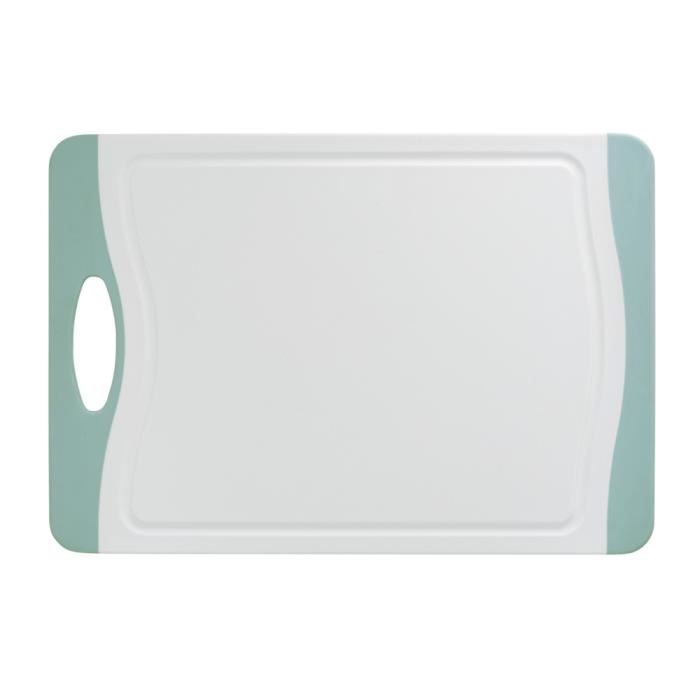 WENKO Planche à découper Easy L, planche à découper avec surface antibactérienne, Plastique, 39,5x28 cm, blanc - bleu clair