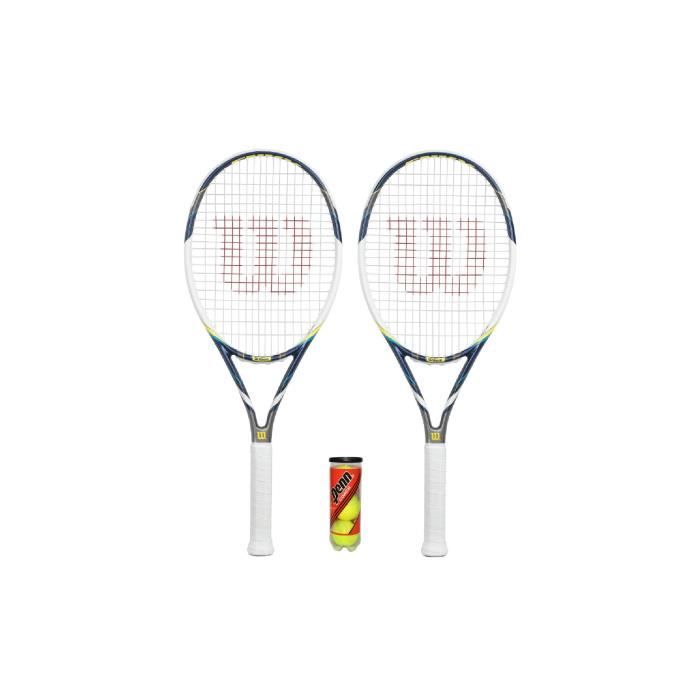 Wilson Lot de 2 raquettes de Tennis hybride Envy Coque OS &3 balles RRP £ 190