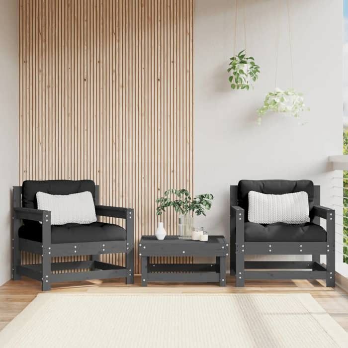 vidaXL Chaises de Jardin 2 pcs Sièges avec Accoudoir Fauteuils avec Dossier Meuble de Terrasse Patio Extérieur Bois 825492 - vue 3
