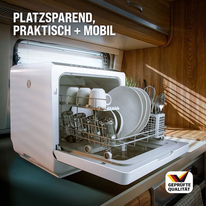 MONZANA® Mini lave-vaisselle Noir-blanc 46x45x44 cm 45L petit lave vaisselle 3 couverts 6 programmes App étudiants couples - Monzana