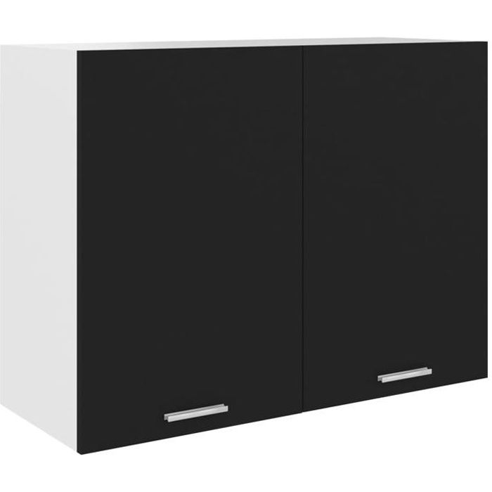 UNIQUE Armoire suspendueCommode Meuble haut de cuisine Noir 80x31x60 cm Aggloméré 87253