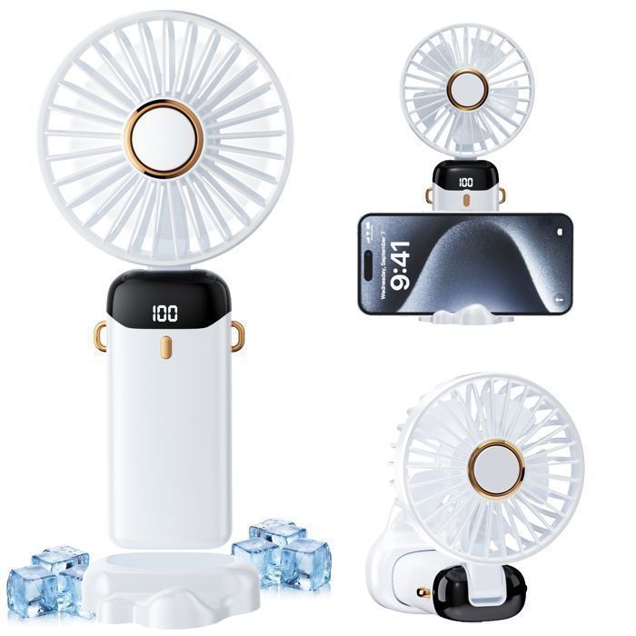 Ventilateur portable 5 en 1 - Blanc - 2500 mAh - 5 vitesses - Pliable - Silencieux - Yaefdd