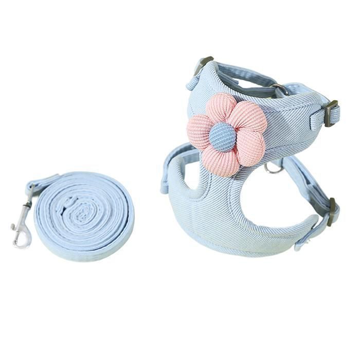 Comparer les prix de Neuflow Harnais Confortable pour Chats et Chiens avec Fleur Décorative - Bleu - XS