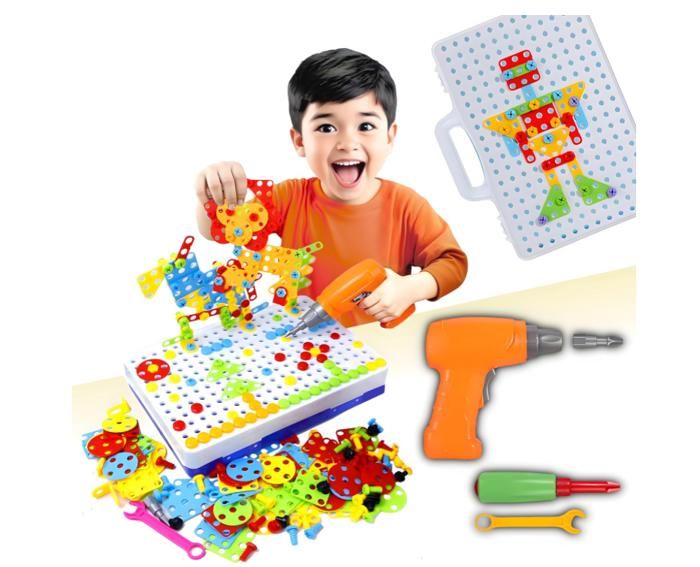 Jeu Construction Enfant 3 Ans 250 Pcs Visseuse Electrique Constructions 2D/3D Cadeau 3 4 5 6 Ans Garçon et Fille. Jouet