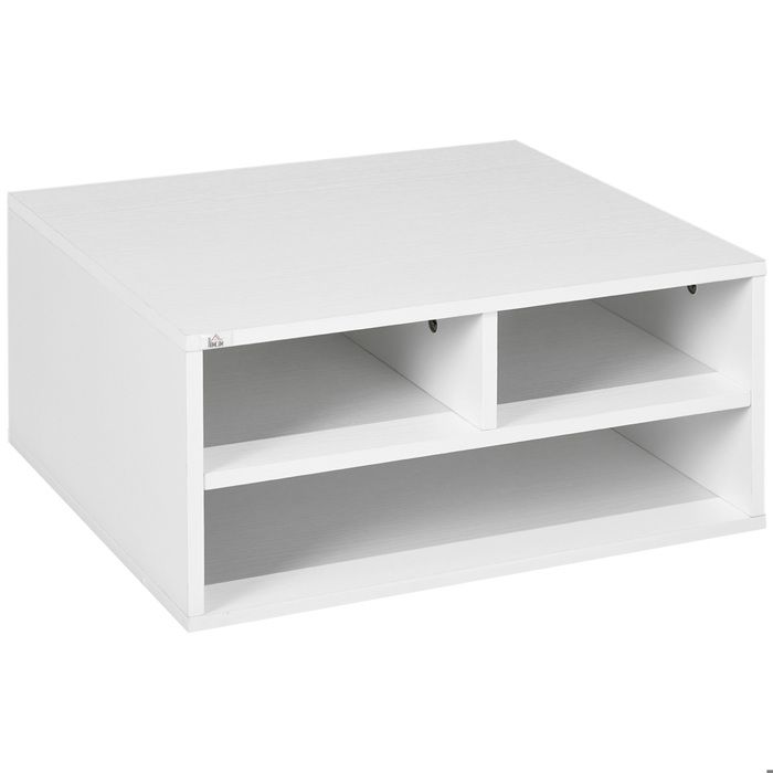 Organiseur bureau HOMCOM aspect blanc avec 3 compartiments fournitures support dimprimante 47 x 40 x 225 cm