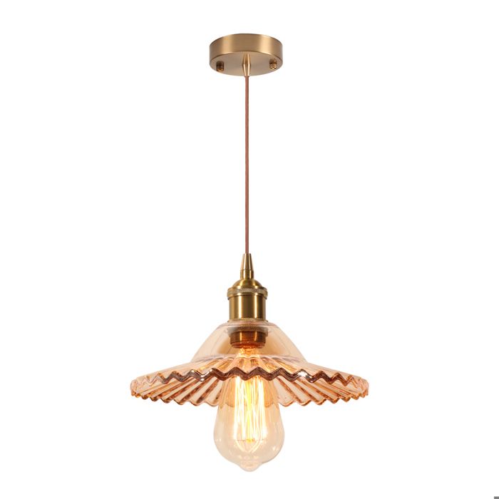 SNOGOLD Lustre Industriel Moderne en Verre Ambré Suspension E27 Luminaire Rétro Lampe de Plafond Éclairage pour Salle à Manger