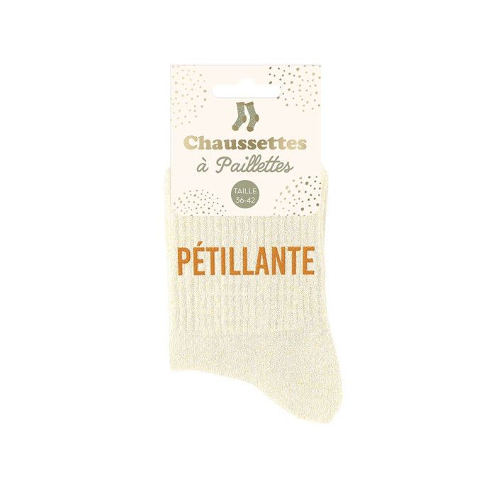 Chaussettes paillettes beiges pétillantes