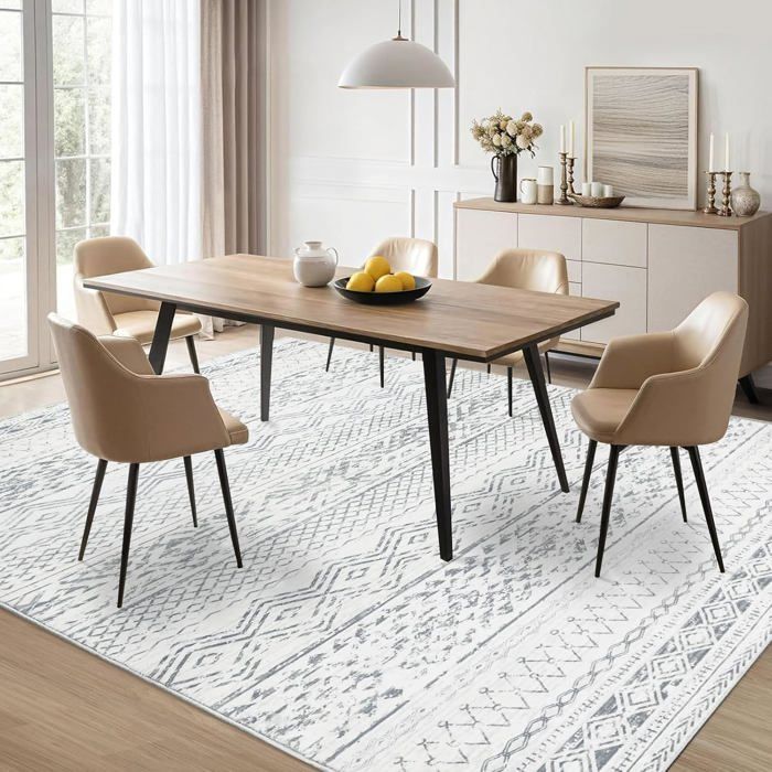 Tapis Salon Extra Grand 200X290Cm Blanc Tapis Lavables Moderno Poils 