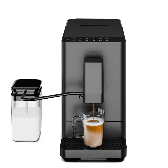 Klarstein Velaire Machine à Café en Grain Automatique 20 Bars Tactile LED Broyeur 15 Réglages Machine à expresso Auto-Nettoyage - Klarstein