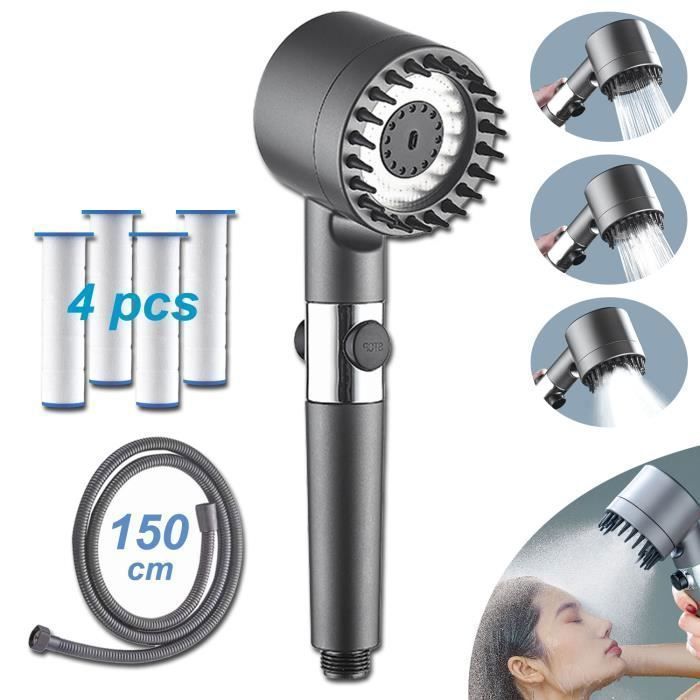 2 Supports De Pommeau De Douche Alyvisun Avec Crochets - Réglables, Adhésif Sans Percage - Pour Diamètres 18 à 22 Mm