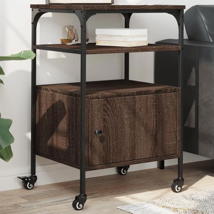 Support dimprimante multifonctionnel - VIDAXL - 3 niveaux - Chêne marron - 50x40x76 cm - Bois dingénierie et acier