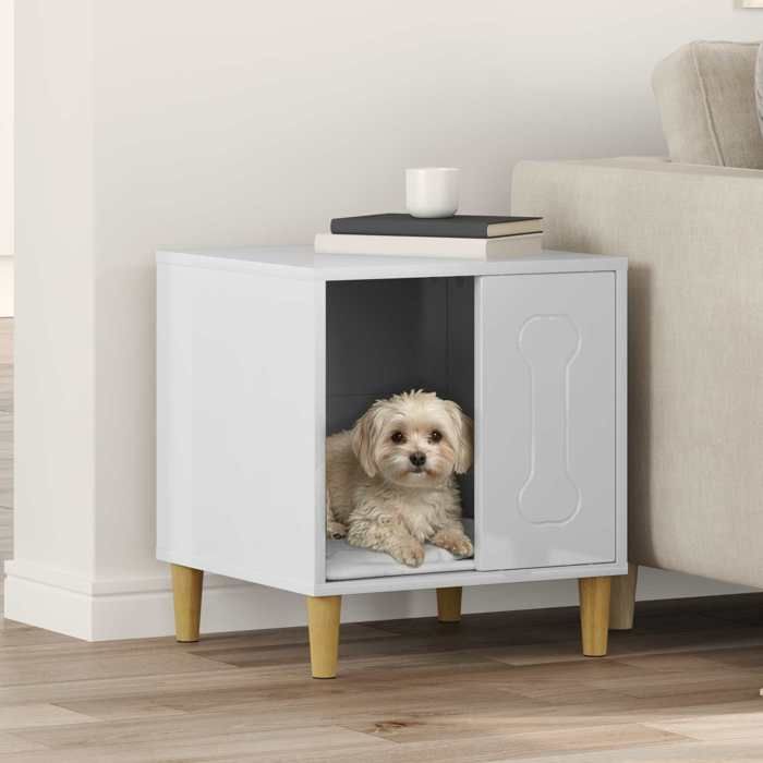 Blanc Maison pour Chiens - Niche pour chiens - Blanc Brillant 44x42x49 cm A2642 Blanc Maison pour Chiens - Niche pour chiens - Blanc Brillant 44x42x49 cm A2642